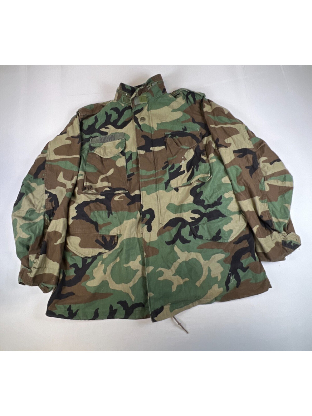 Vintage Made in USA Men's Large Long US Woodland Camo M65 Field Military Jacket